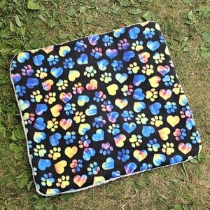 NEW! Rainbow Paw Prints Pet Mat - Large - 3 Layers Fleece Sherpa | Dog Cat Baby